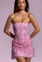 Pink Bra Beads Temperament Dress