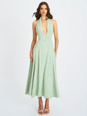 Sexy Deep V Solid Color Fresh Dress