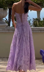 Fashion Tube Top Embroidered Lace Tied Dress