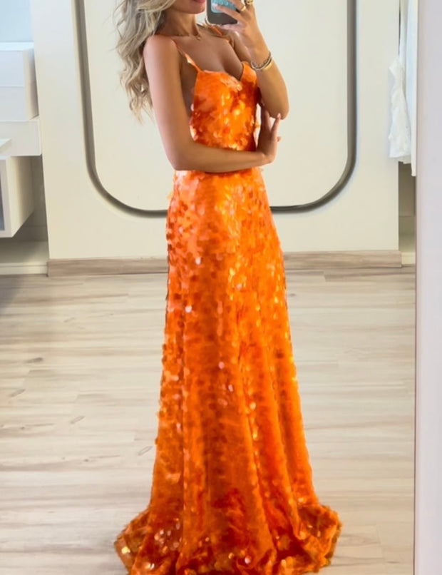 Sexy Ultra Low Bosom Strap Backless Sequins Dress
