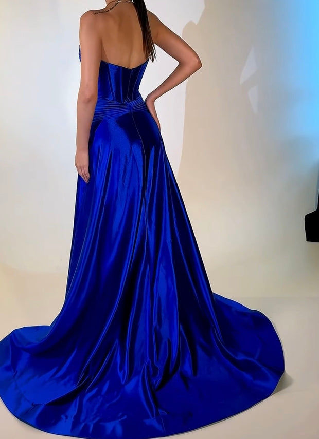 Elegant Chest-Wrapped Collar Long Big Hem Dress