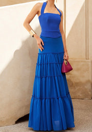 Casual Temperament Wild Solid Color Sling Square Collar Summer Tight Waist Dress