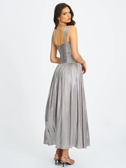 Sexy Sling Satin Zipper Party Pleated Dress