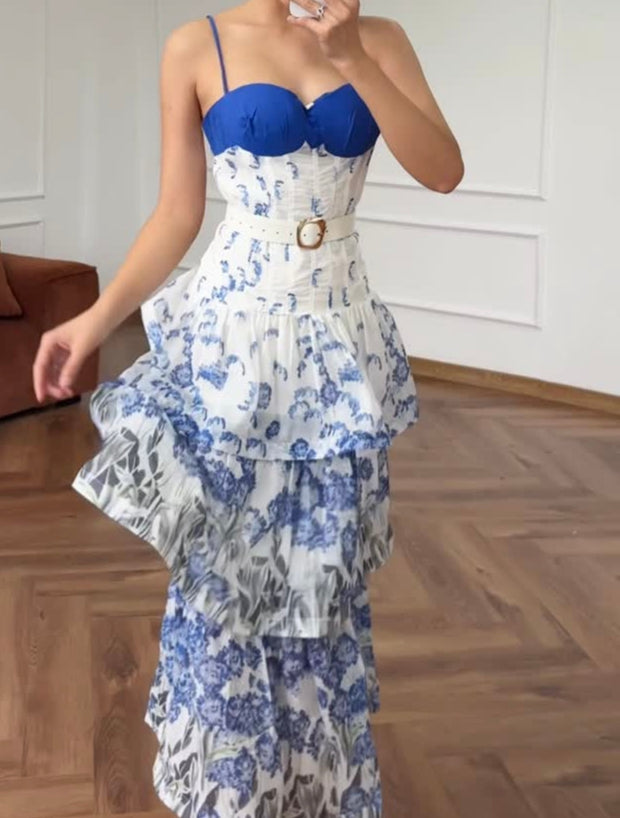 Sexy Bandeau Double Printed Girdle Cake Dress