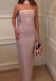 Sexy Sequined Suspender Waist Sheath Dress