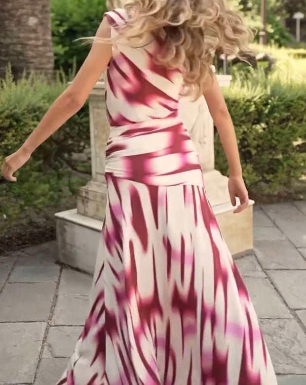 Elegant One-Shoulder Printing Dress