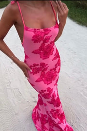 Fashion Suspenders Sheath Sexy Stereo Plate Flower Dress