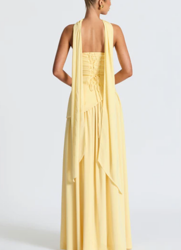 Fashion Graceful Tube Top Slim Fit Pure Color Split Backless Elegant Streamer Dress
