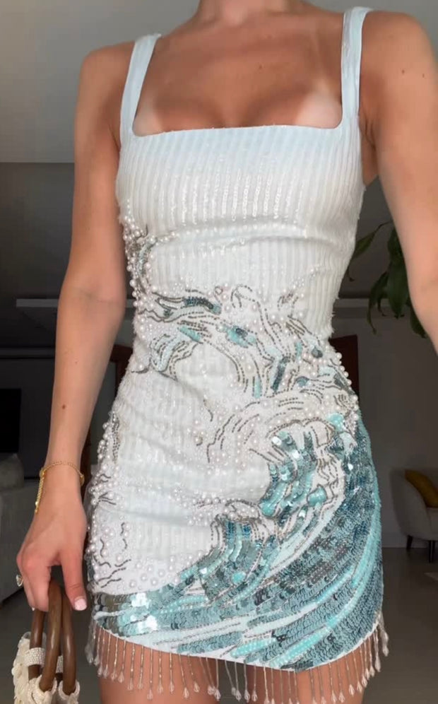 Fashion Elegant Sequins Beaded Embroidery Dress