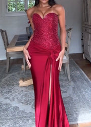 Elegant High Slit Sexy Shiny Elegant Dress