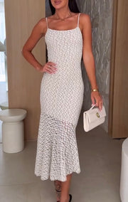 Elegant Translucent Lace Slim Strap Dress