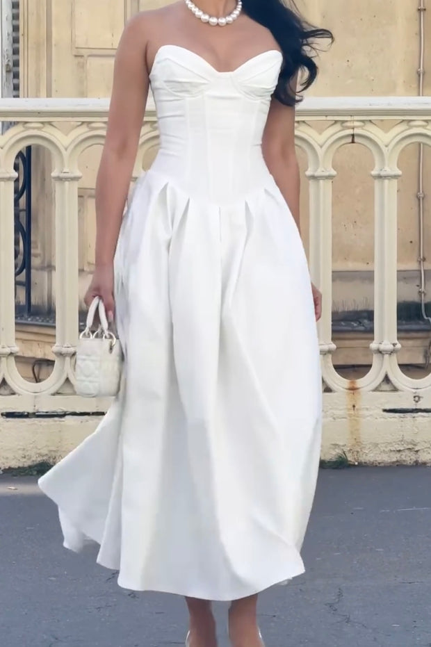 Sexy Tube Top Backless Fishbone Waist Girdle Dress