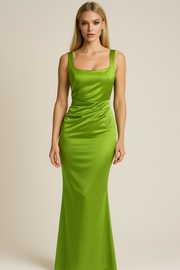Elegant Sexy Backless Satin Sheath Suspender Dress