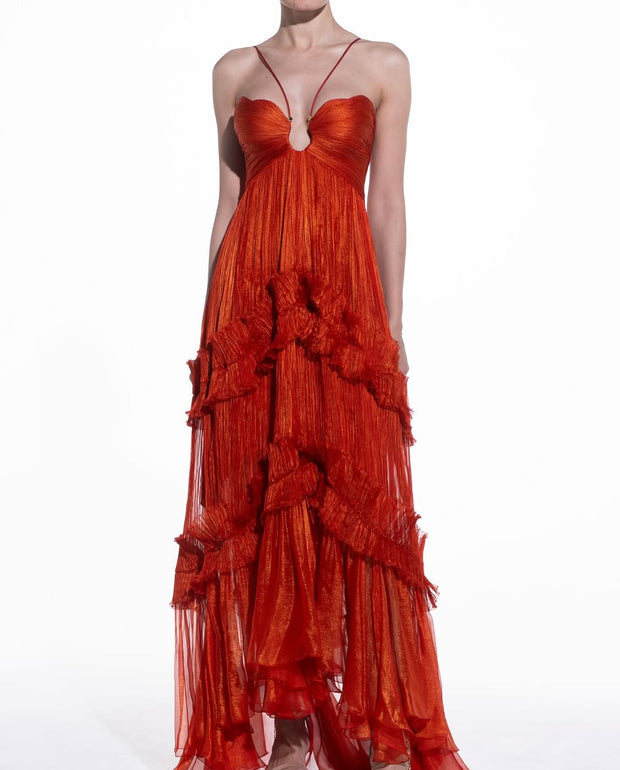 Sexy Neck Wrap Chest Pleated Mesh Dress