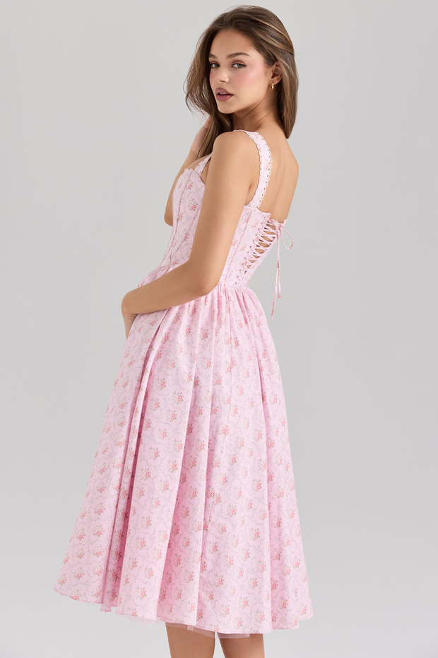 Sexy Strap Lace Print Chest-Wrapped Dress
