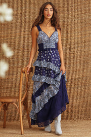Casual Patchwork Floral Maxi Dress