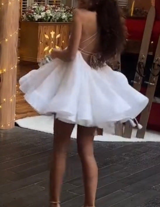 V-neck Sexy Bare Back Sling Midi Skirt Dress