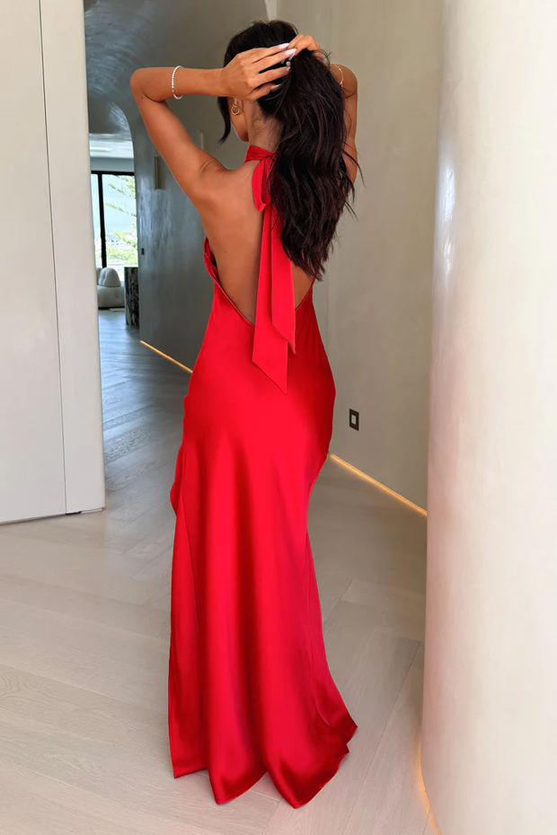 Elegant Elegant Halter Sleeveless Split Slimming Dress