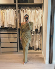 Sexy Cross-Shoulder Bag Hip Pleated Party dress