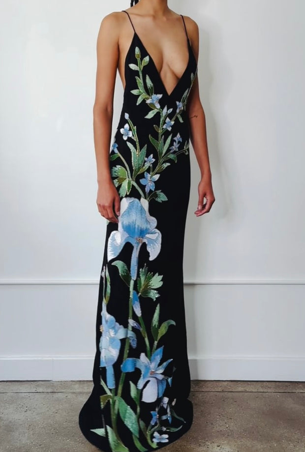 Elegant Casual Flower Digital Printing Suspender Dress