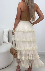 Sexy Bandeau Net Yarn Cake Skirt Two-Piece Set