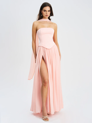 Sexy Solid Color Stitching Elegant Halter Dress