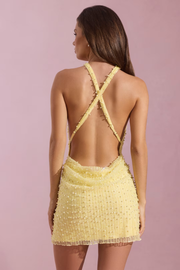 Sexy Halter Cross Bead Suit Skirt