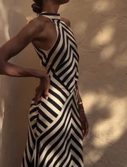 Sleeveless Backless Striped Knitted Dress