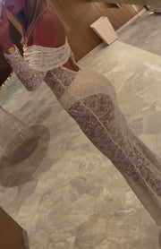 Fashion Lace off-Shoulder Sexy See-through Tube Top Dress