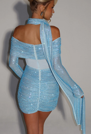 Sexy Sheath off-Shoulder Sequined Shiny Dress