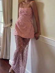 Temperament Mesh Rhinestone Dress