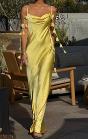 Sexy Evening Dress Backless Shoulder Strap Three-Dimensional Flower Decorative Sling Dress