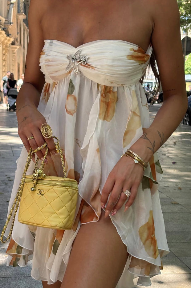 Sexy Halter Backless Irregular Pattern Print Dress
