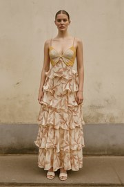 Fashion Multi-Layer Ruffled Butterfly Dress Long Dress