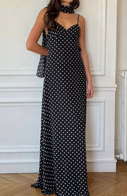 Temperament Dot Sexy V-neck Strap Backless Dress