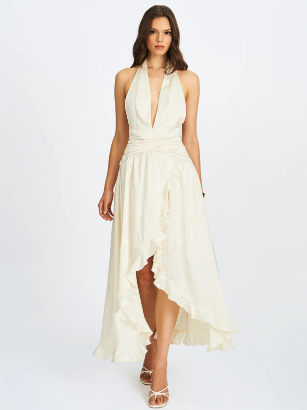 Sexy Halter Backless Stitching Temperament Dress