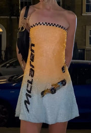 Sexy Tube Top East Beaded Shiny Two Colors Dress