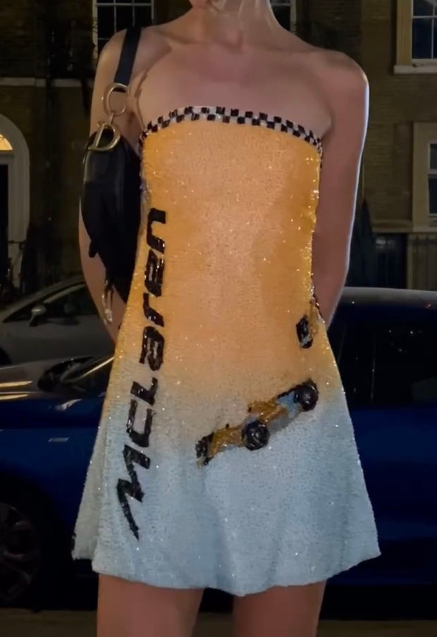 Sexy Tube Top East Beaded Shiny Two Colors Dress