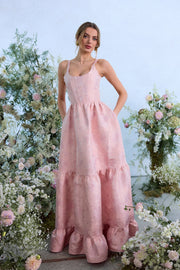 The Avery Dress in Light Pink Windsor Brocade