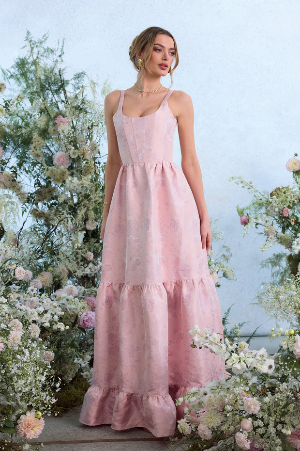 The Avery Dress in Light Pink Windsor Brocade