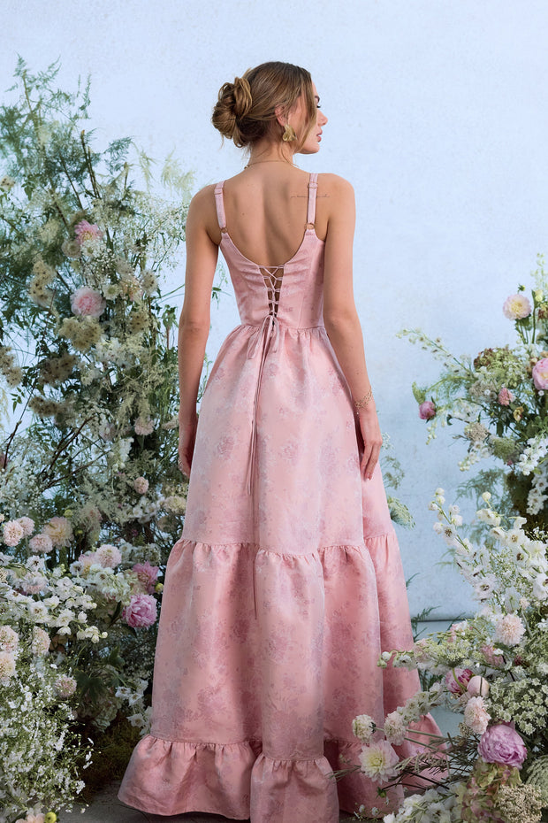 The Avery Dress in Light Pink Windsor Brocade