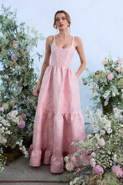 The Avery Dress in Light Pink Windsor Brocade