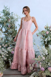The Avery Dress in Light Pink Windsor Brocade