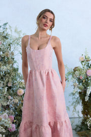 The Avery Dress in Light Pink Windsor Brocade