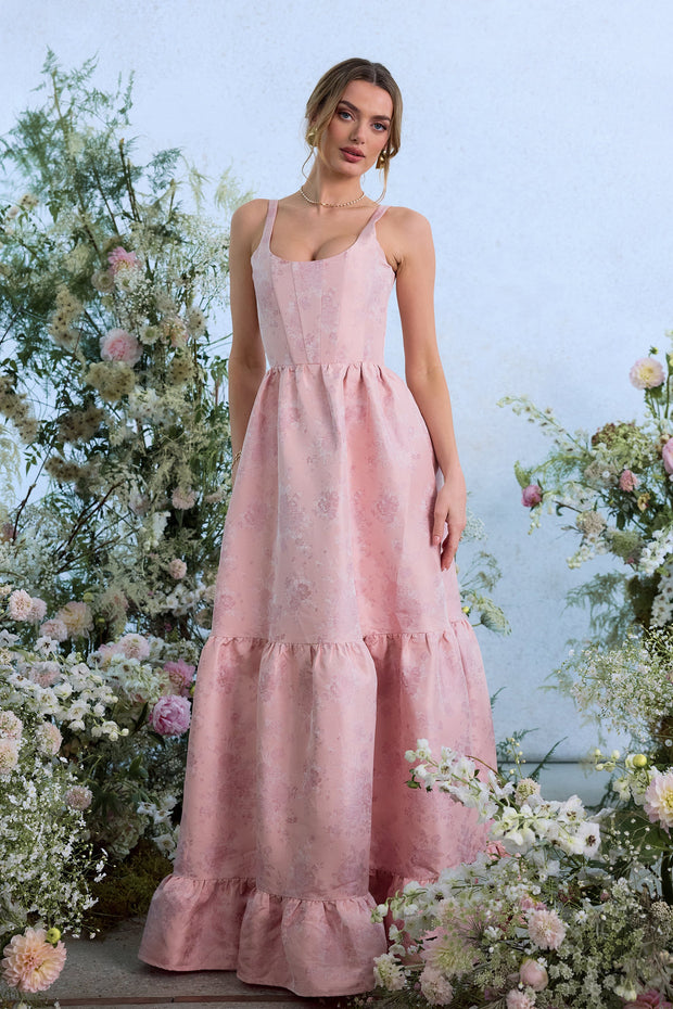 The Avery Dress in Light Pink Windsor Brocade