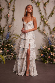 The Caterina Dress in Blue Murano Print
