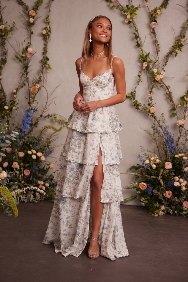 The Caterina Dress in Blue Murano Print