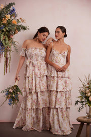 The Caterina Dress in Pink Rose Print