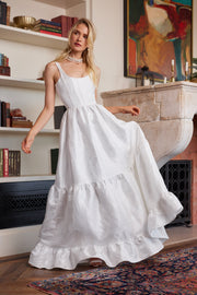 The Avery Dress in White Windsor Brocade