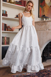 The Avery Dress in White Windsor Brocade